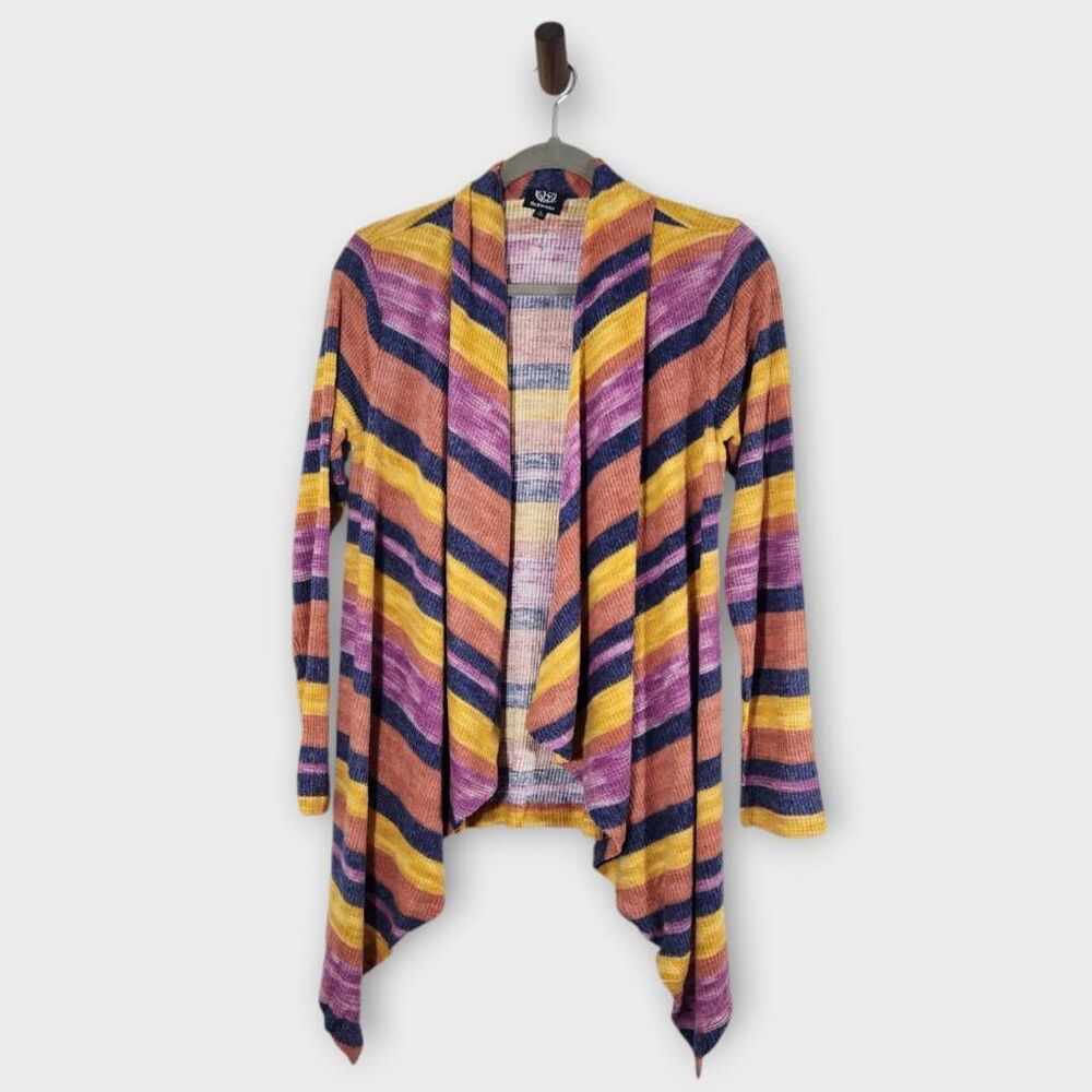 Bobeau Striped Knit Cardigan Sweater Size Small NWOT Draped Front Cardigan